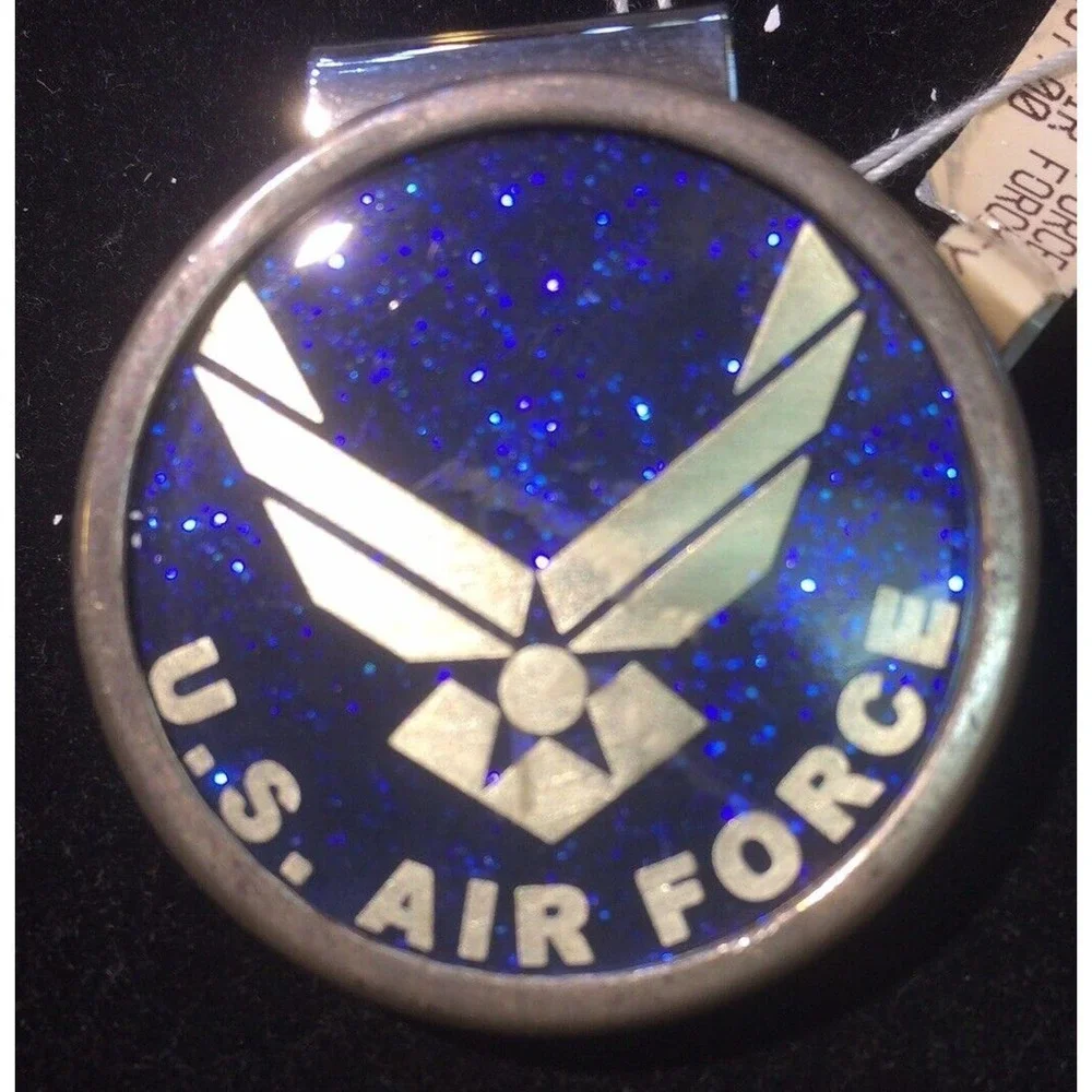 Money Clip U.S. Air Force Round Air Craft Seal Center W Star Blue Background